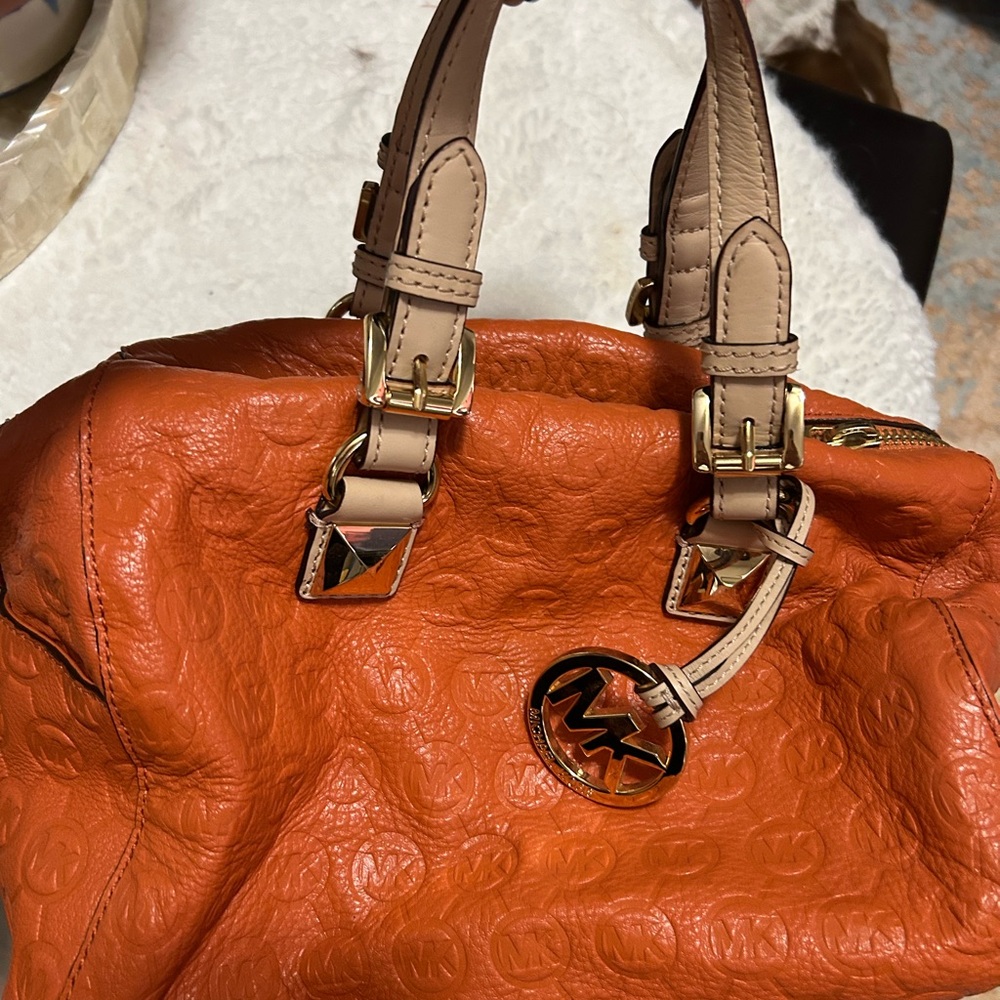 Michael Kors Tangerine Embossed Satchel